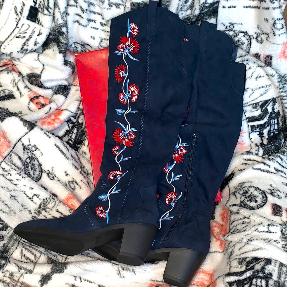 NIB CARLOS SANTANA OTK BLUE ALEXIA BOOTS SZ 9.5